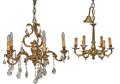 Pair of Gilt Metal Chandeliers