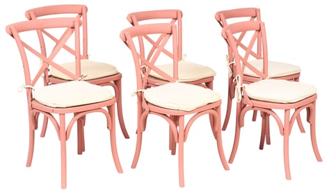(6) Pink Cane Seat Chairs