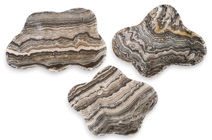 (3) Small Zebra Onyx Bowls