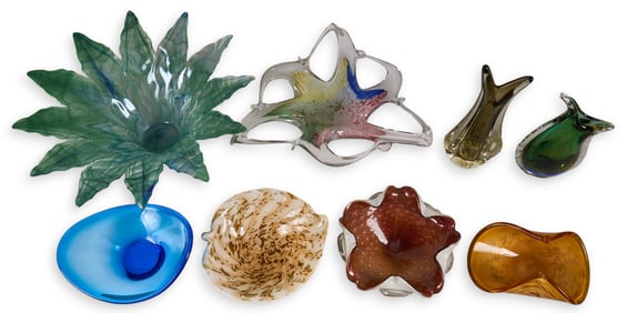 (8) Pieces of Murano Style Glass