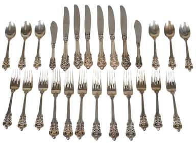 26 Pc. Wallace Grand Baroque Sterling Silver Flatware Set
