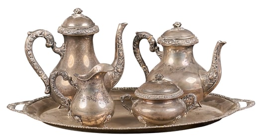 (5) Pc .800 German Silver Tea Service
