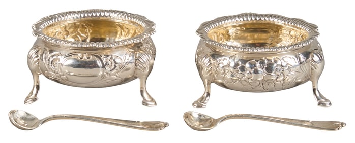 Pair of Antique Sterling Silver Salt Cellars