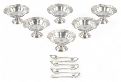 Set of (6) Sterling Silver Salt Cellars