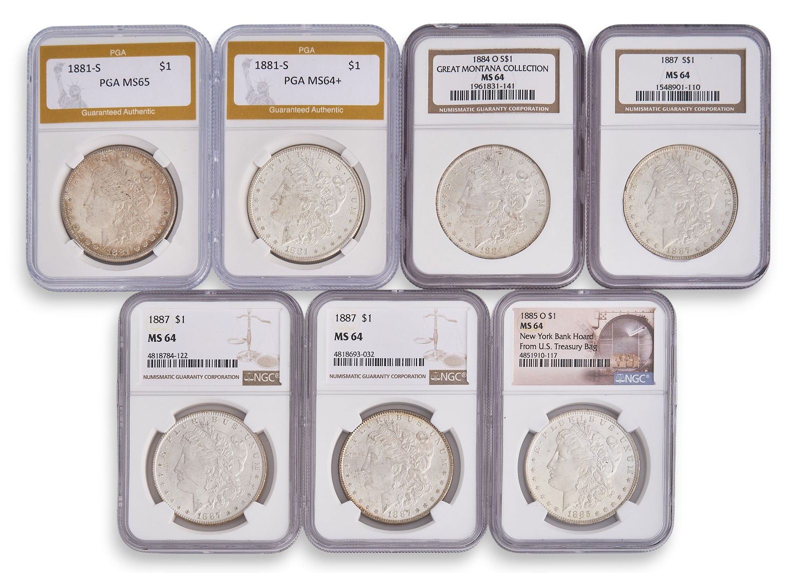 (7) Graded Morgan Silver Dollars (1 of 4)