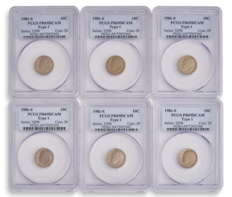 (6) Graded Roosevelt Dimes