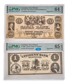(2) Graded Louisiana Bank Notes