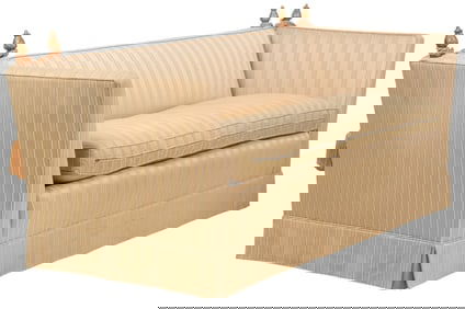 Upholstered Sofa with Finials and Tassels