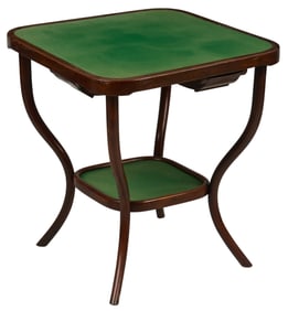 Vintage Green Felt Top Game Table