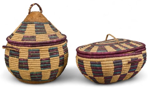 (2) Vintage African Zulu Coiled Baskets