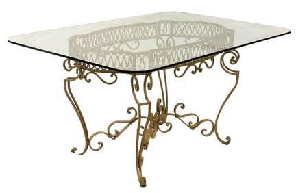 Wrought Iron and Glass Top Table