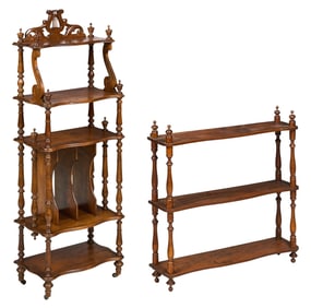 Pair of Decorative Turned Wood Racks