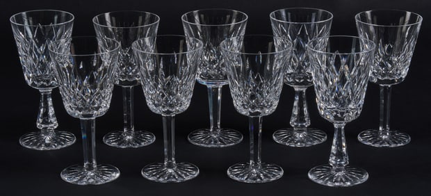 (9) Waterford Crystal Wine Glasses