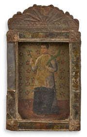 Antique Mexican Retablo, El Santo Niño de Atocha