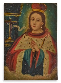 Antique Mexican Retablo, San Hedwig de Silesia