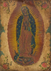 Antique Mexican Retablo, Virgen de Guadalupe