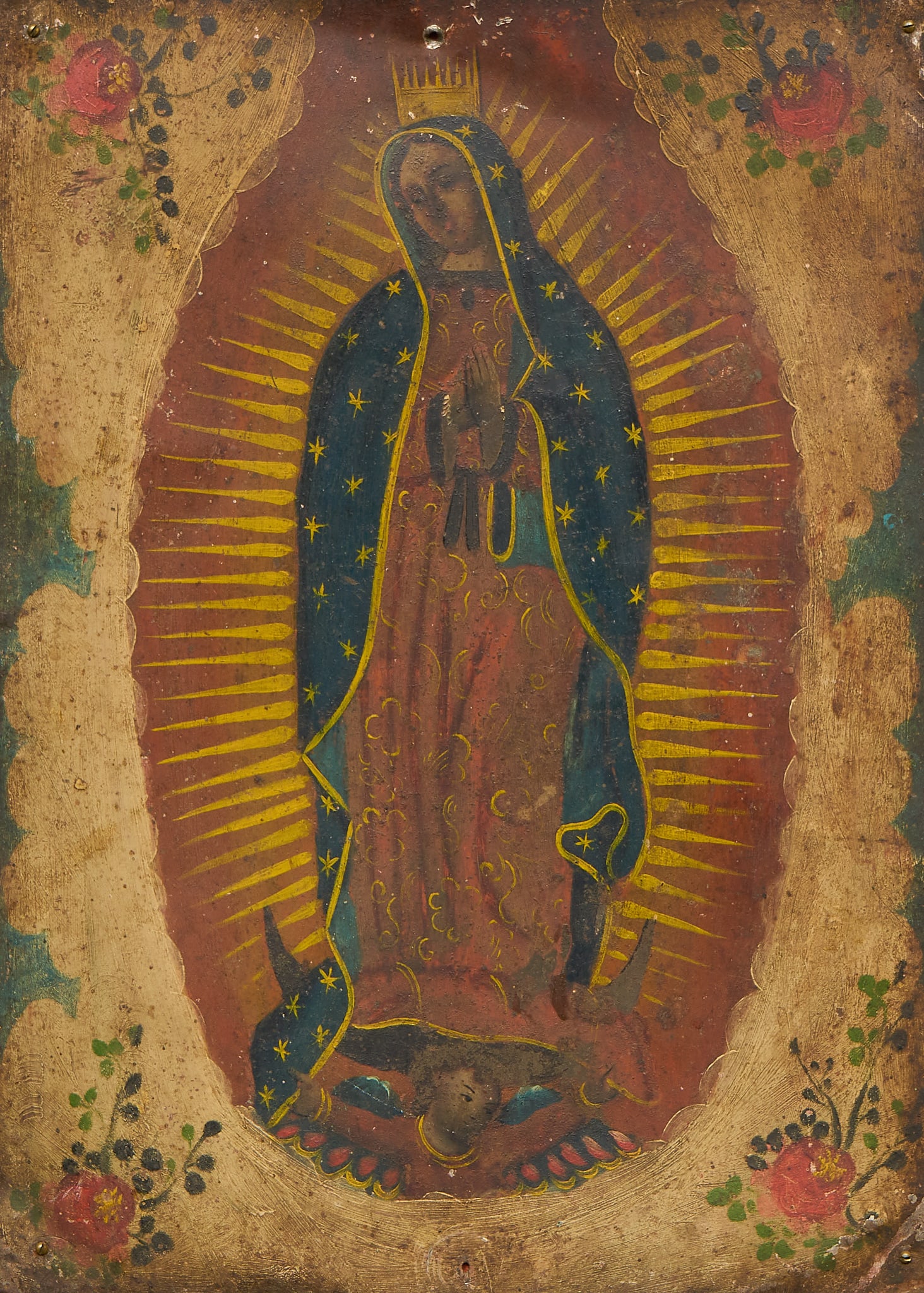 Antique Mexican Retablo, Virgen de Guadalupe (1 of 3)