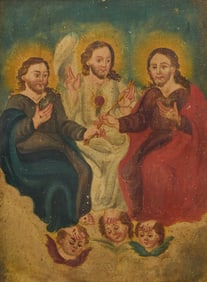 Antique Mexican Retablo, La Santisima Trinidad