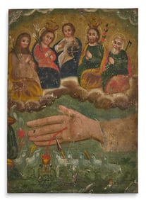 Antique Mexican Retablo, La Mano Poderosa