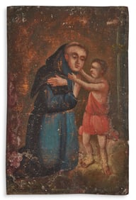 Antique Mexican Retablo, San Antonio de Padua