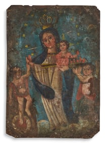 Antique Mexican Retablo, Nuestra Señora de la Luz