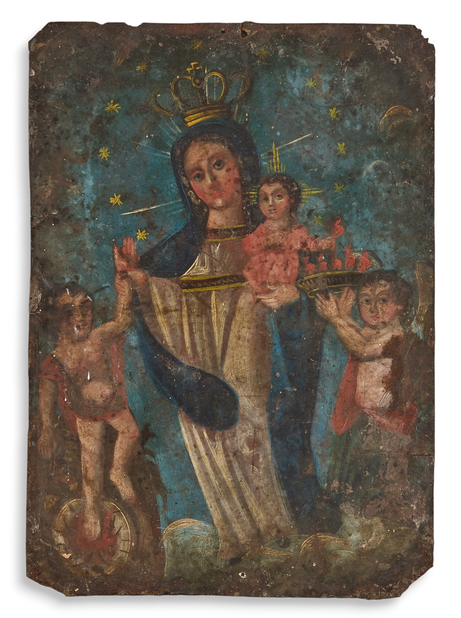 Antique Mexican Retablo, Nuestra Señora de la Luz (1 of 4)