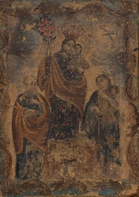 Antique Mexican Retablo, San José con Cristo