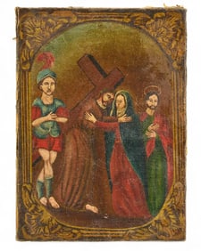 Mexican Retablo, Crucifixion