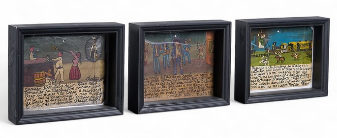 (3) Framed Mexican Ex-Voto Paintings