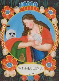Santa Magdalena Reverse Painting on Glass