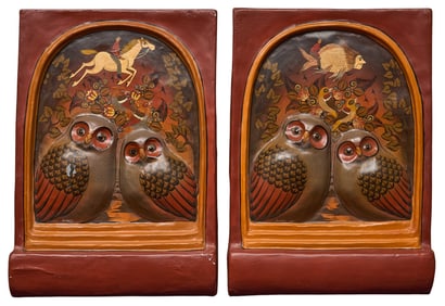 Pair of Elias Regin P. Paper Mache Tonala Reliefs