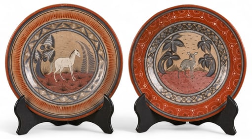 (2) Vintage Mexican Tonala Chargers