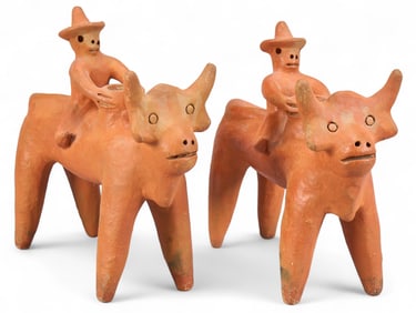 Pair of Bull Rider Candle Holders