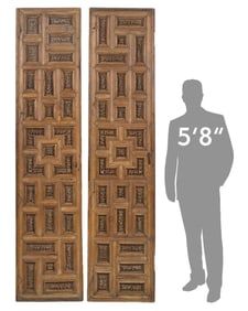 Pair of Antique Spanish Colonial Carved Cedar Doors