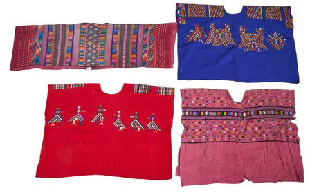 (4) Huichol Embroidered Textiles