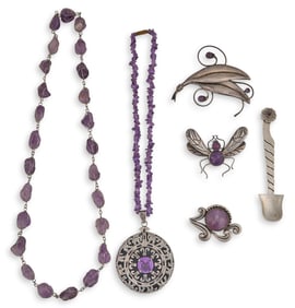 Collection of Sterling & Amethyst Jewelry
