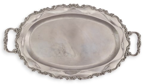 Sterling Silver Oval Scroll Tray