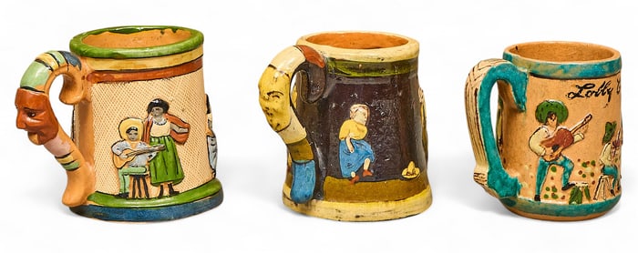 (3) Assorted Bas-Relief Mugs