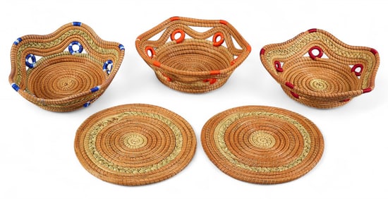 (3) Michoacan Frutero Baskets & (2) Mats