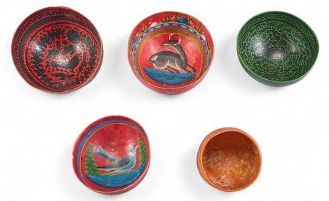 (5) Painted Gourd Bowls