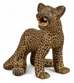 Hand-Painted Ceramic Jaguar
