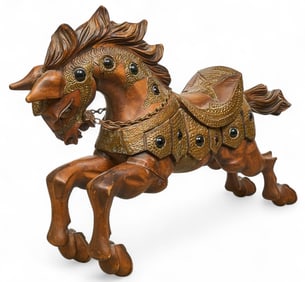 Brass-Inlaid Horse Sculpture