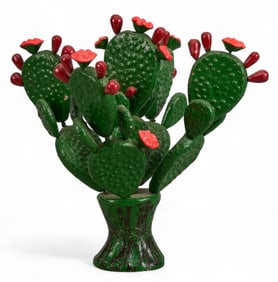 Mexican Ceramic Cactus Sculpture