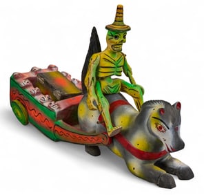 Vintage Mexican Folk Art Funeral Cart