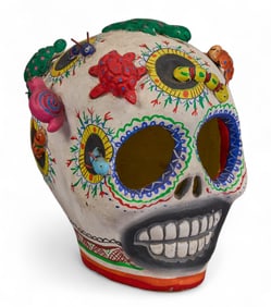 Mexican Folk Art Ceramic Skull