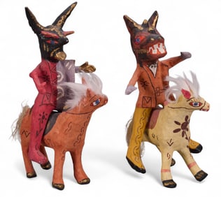 (2) Papier Mache Diablitos on Horses