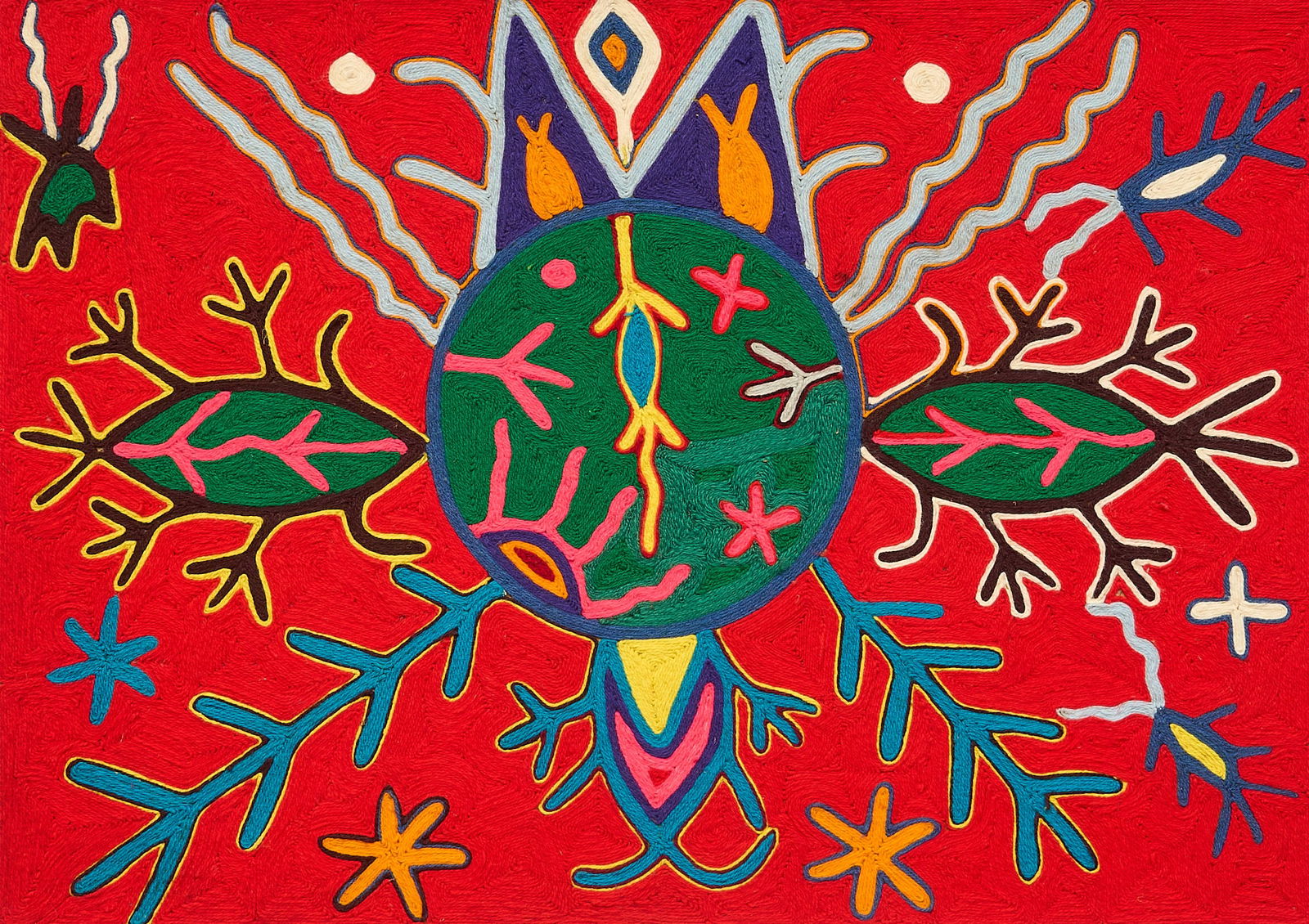 Framed Huichol Yarn Painting (1 of 4)