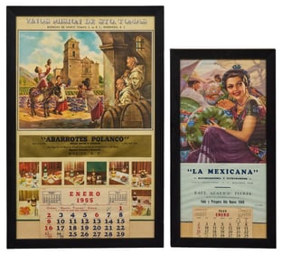 (2) Vintage Mexican Calendars, 1949 & 1955