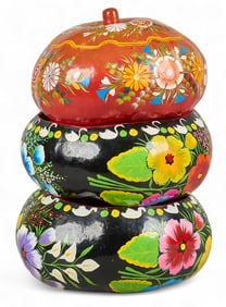 (3) Olinala Hand-Painted Gourds