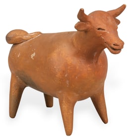 Mexican Folk Art Ceramic Bull Coin Bank